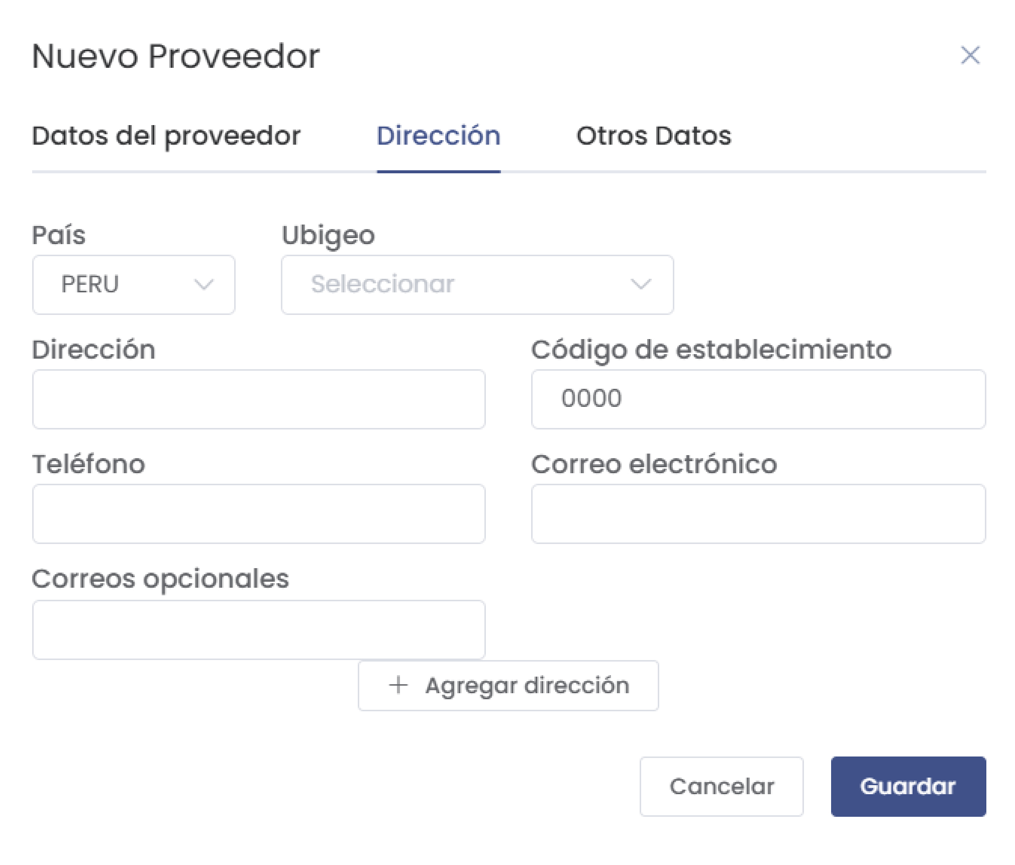 Dirección del Proveedor