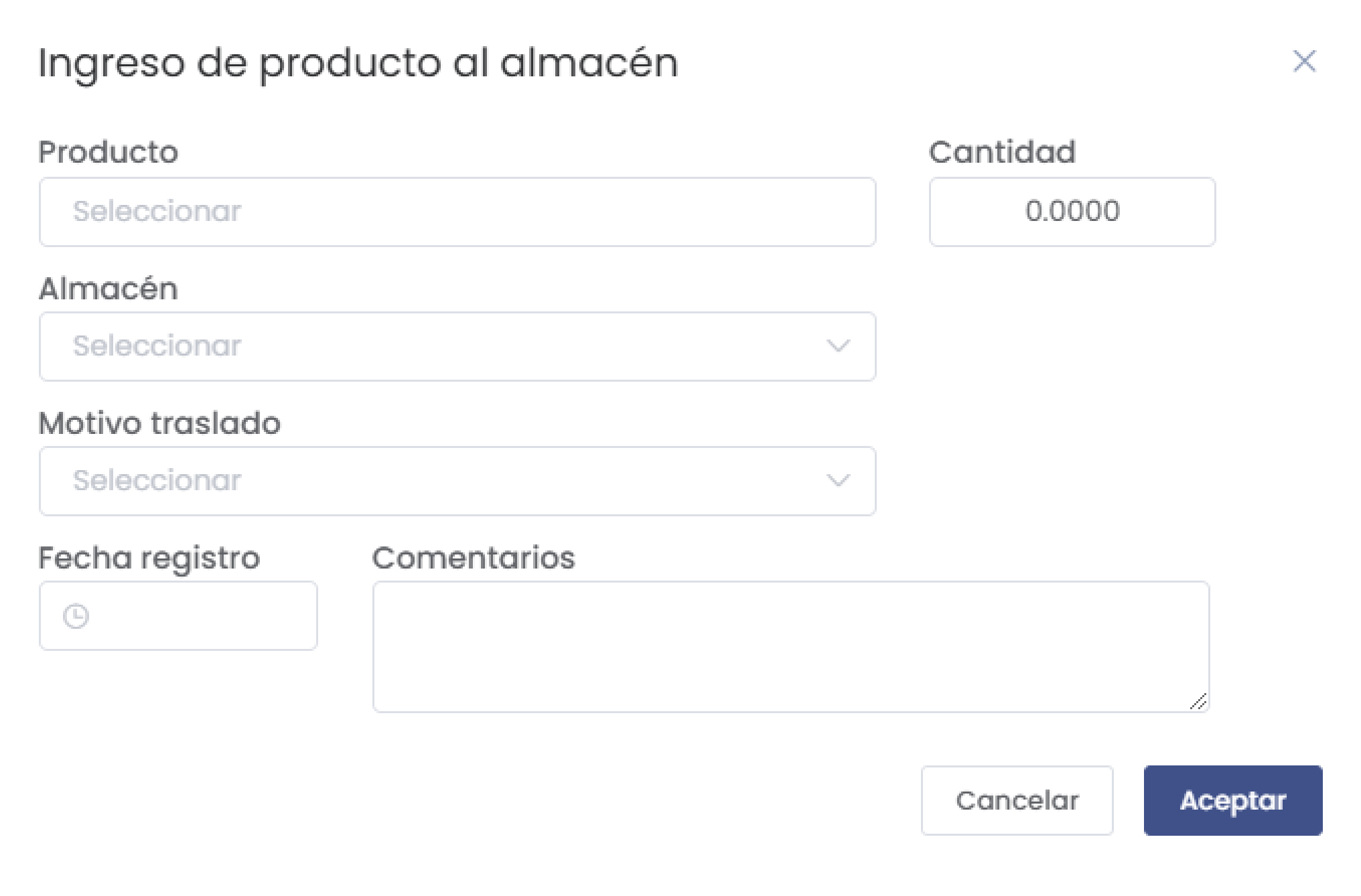 Ingreso de producto al almacén