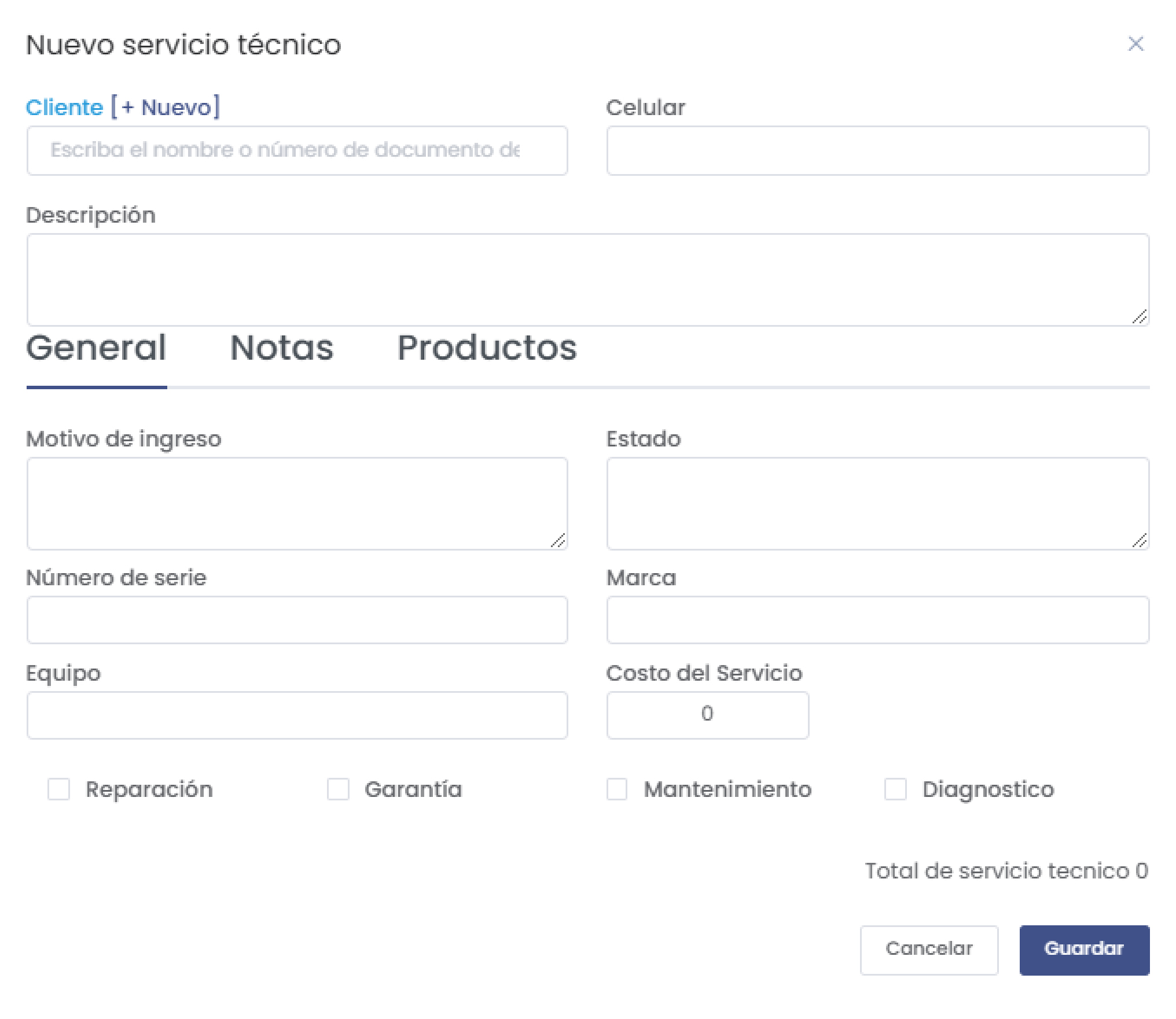 Nuevo Servicio Técnico - General