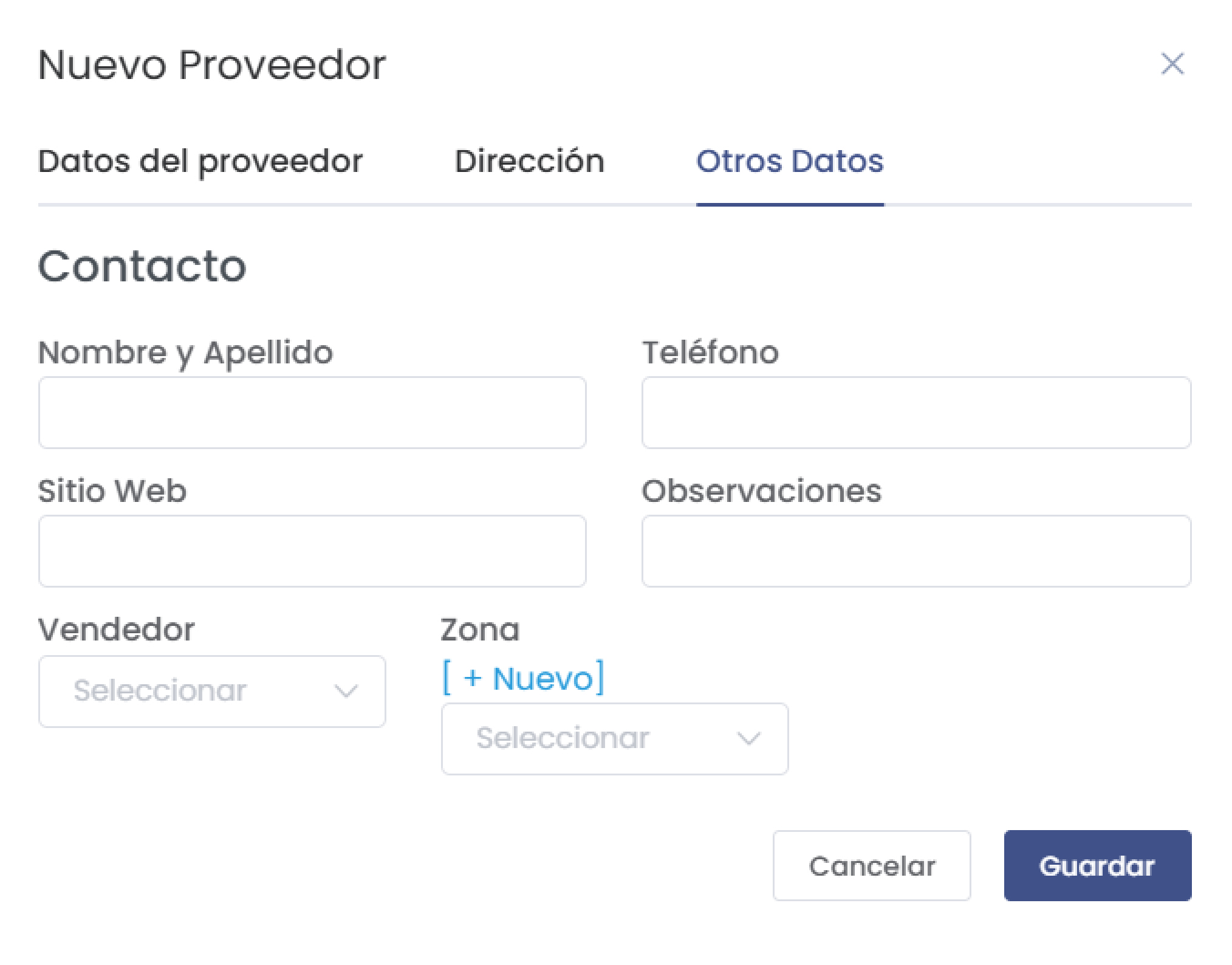 Otros Datos del Proveedor